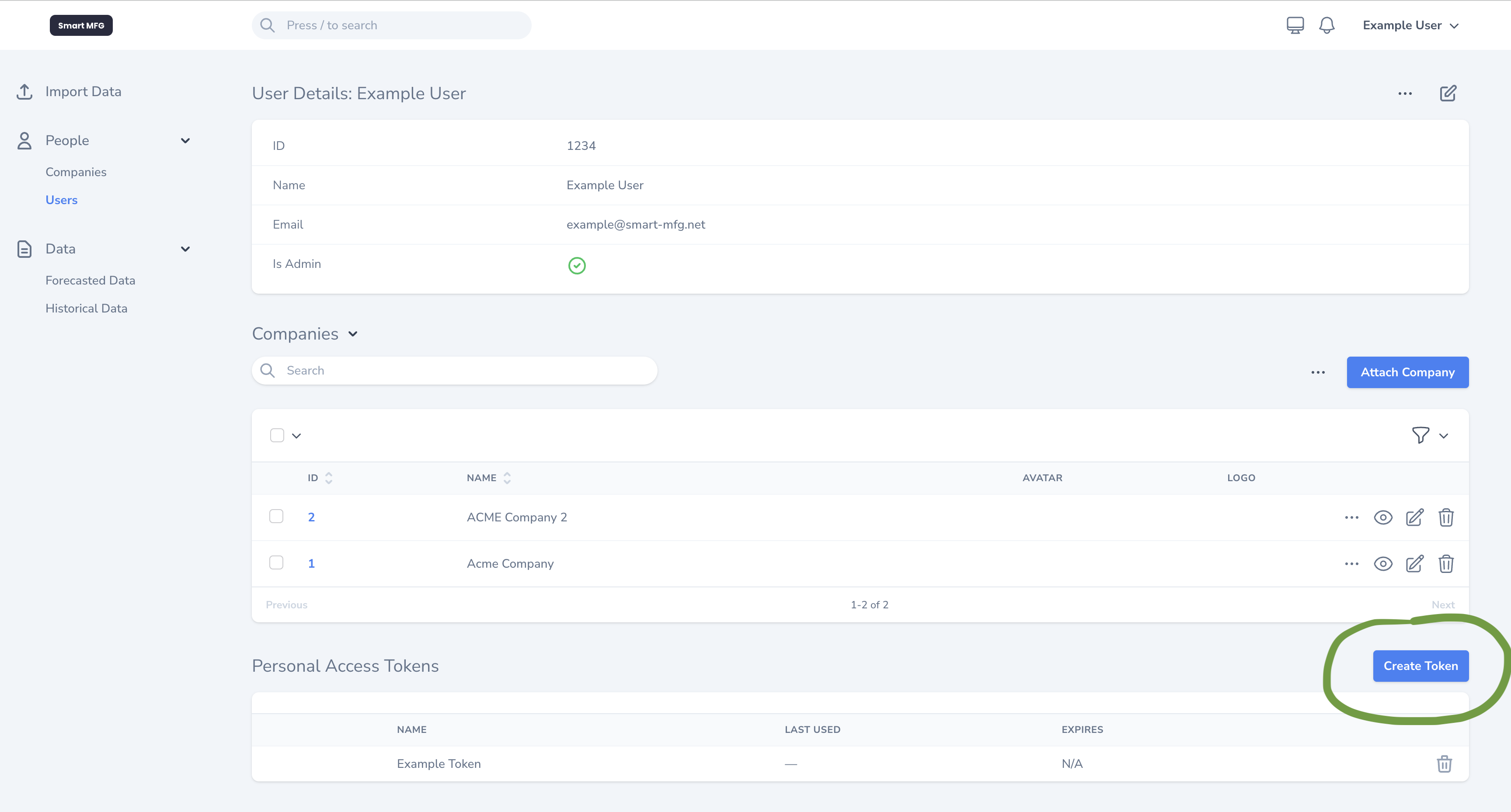 Personal Access Tokens in Super Admin Portal
